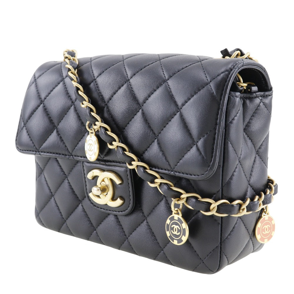 Chanel Calfskin ChainShoulder Matrasse Black Shoulder Bag