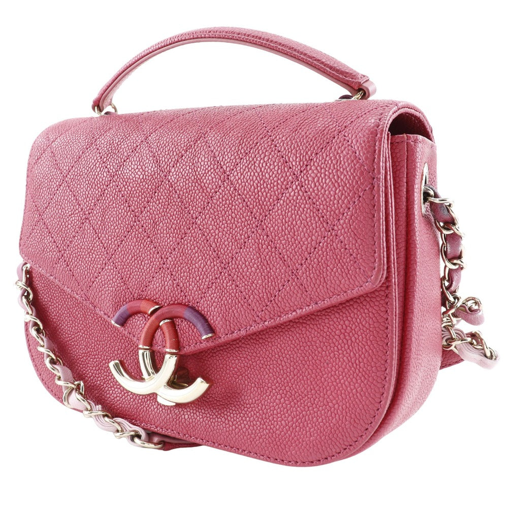 Chanel Caviar skin 2WAYShoulder COCO Mark top Pink Shoulder Bag