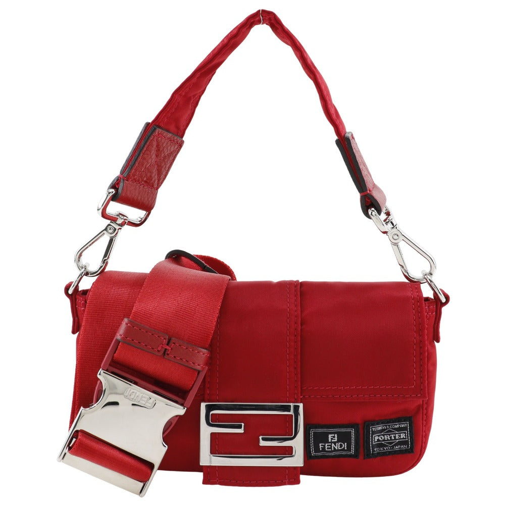 Fendi Shoulder Bag 7As138 2Wayshoulder Mamma Porter Collaboration Women Nylon Red Bucket