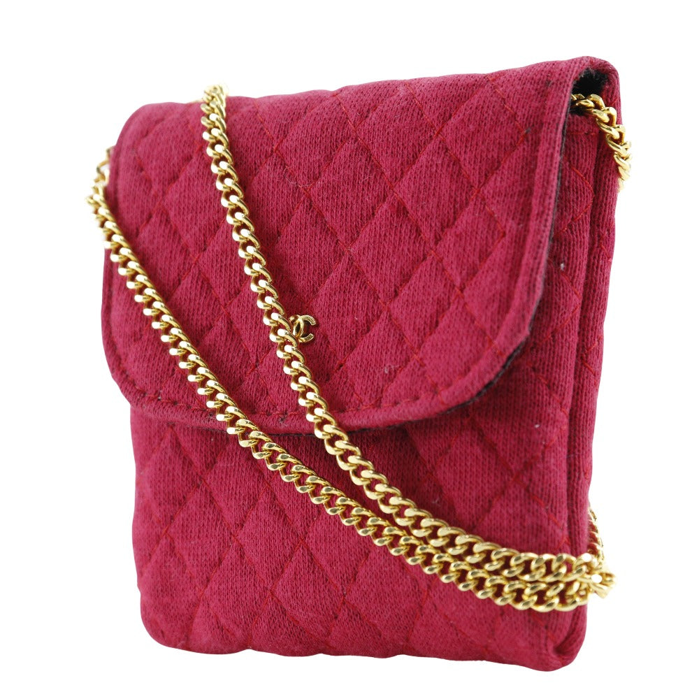 Chanel cotton micro Red Handbag