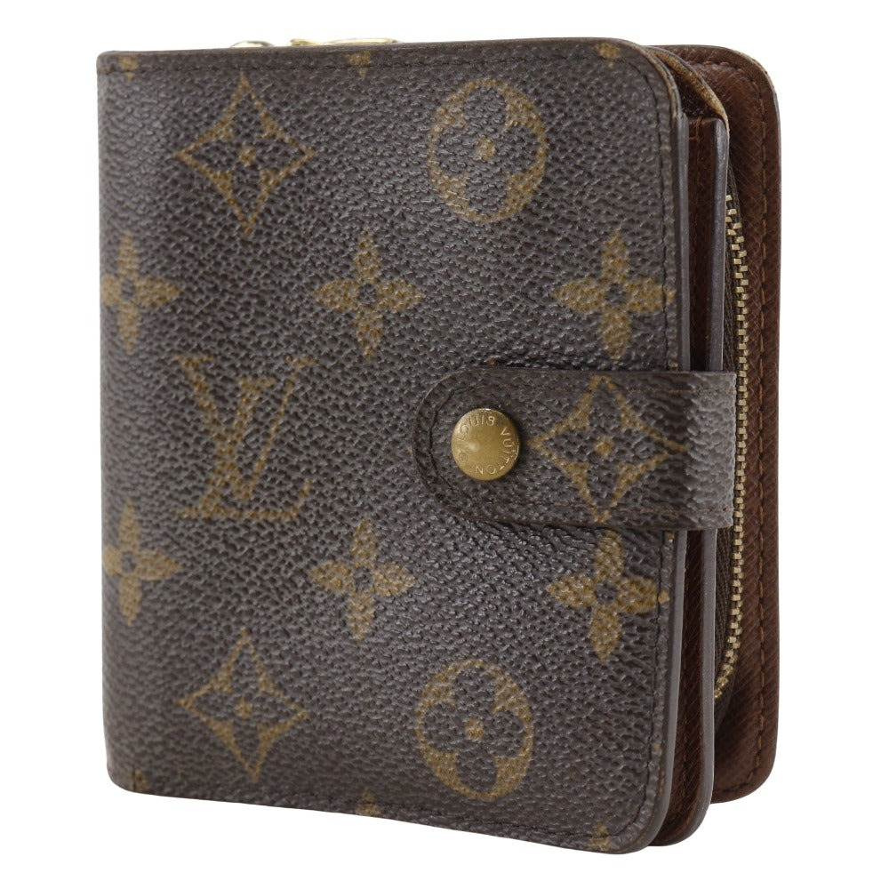 Louis Vuitton Bifold M61667 Compact zip Monogram Canvas Brown Wallet Case