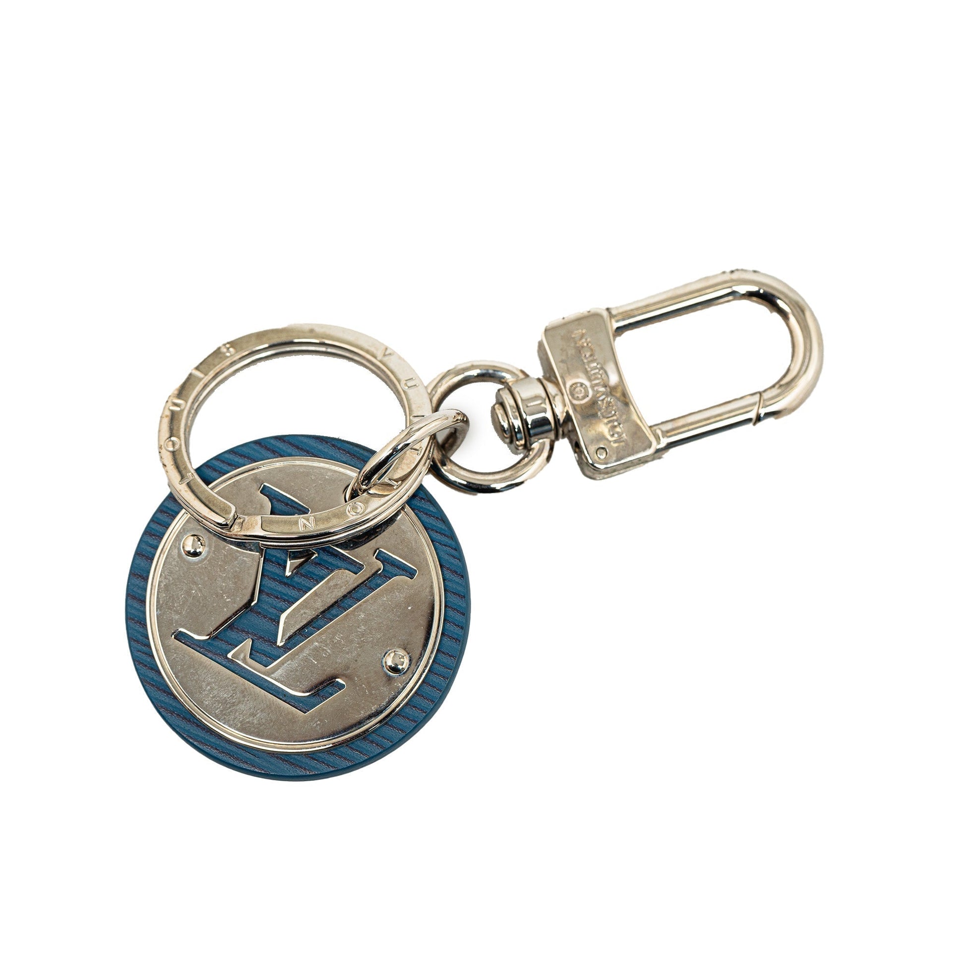 Silver Louis Vuitton LV Circle Bag Charm and Key Holder