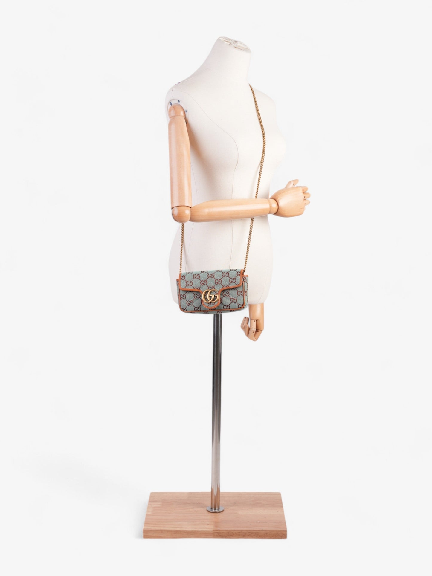 Gucci Shoulder Bag Pale Super Mini Canvas Brown Crossbody Bag