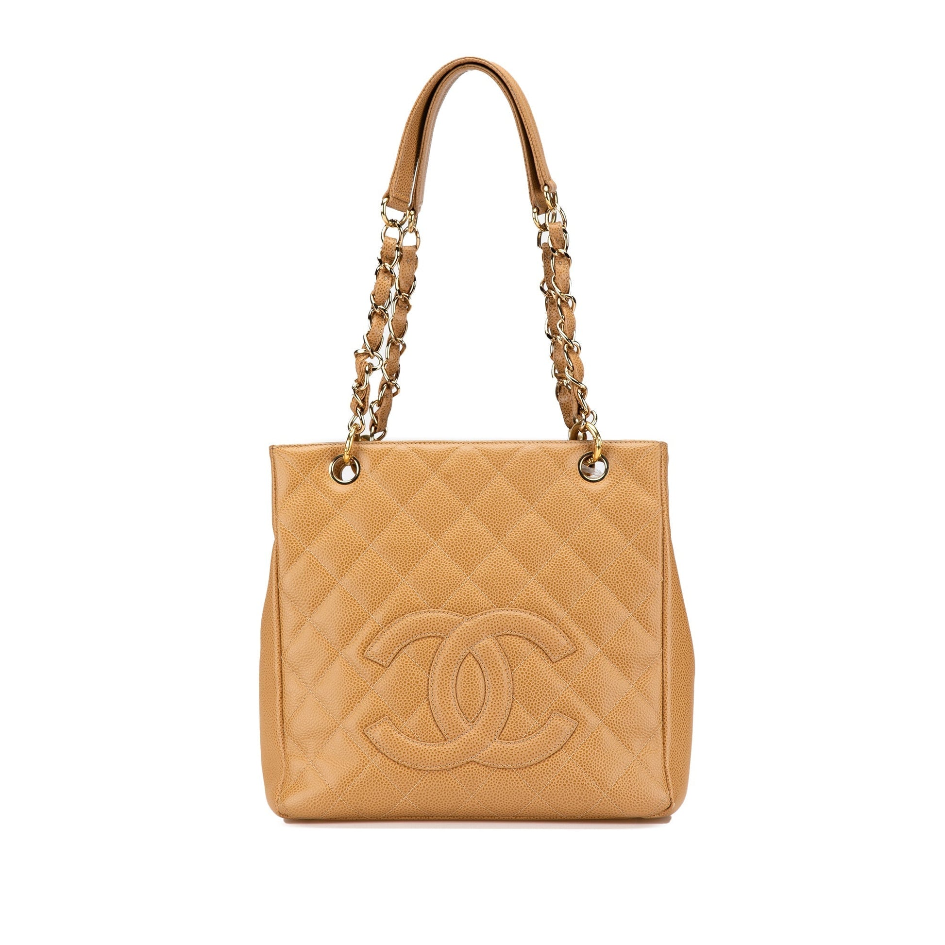 Tan Chanel Caviar Petite Shopping Tote