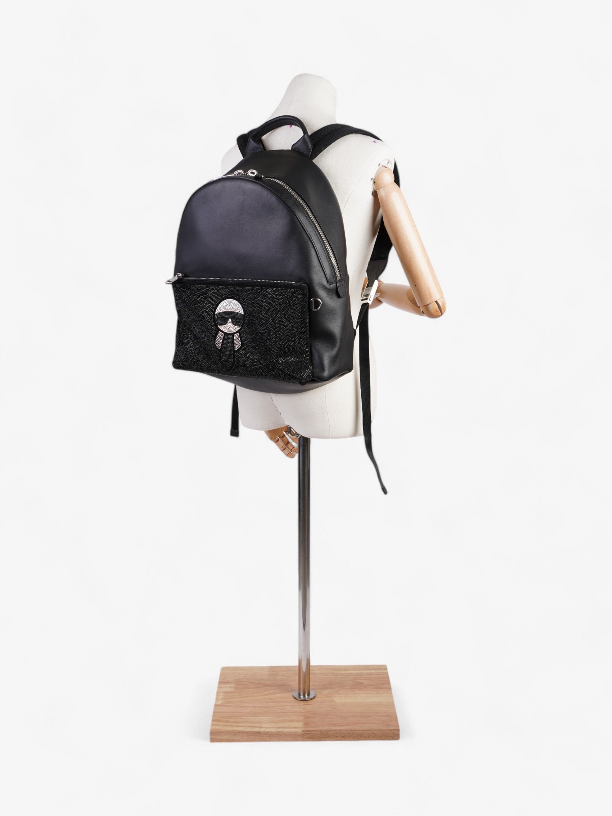 Fendi Carlito Karl Lagerfeld Backpack Leather Black