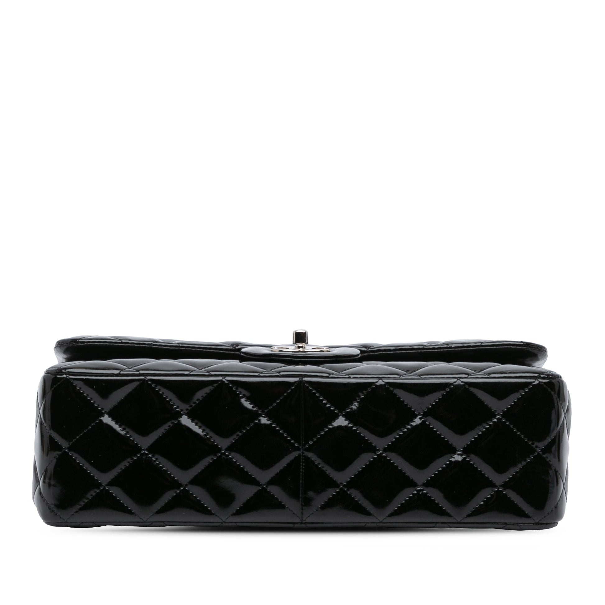 Black Chanel Jumbo Classic Patent Double Flap Shoulder Bag