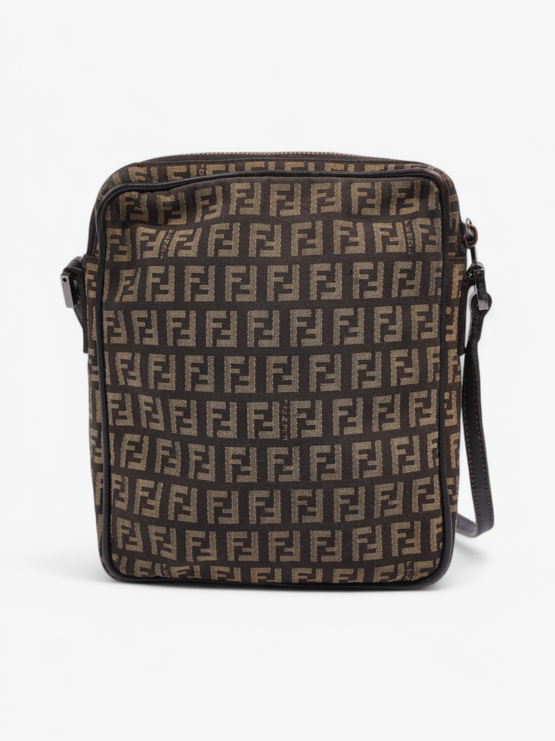Fendi Zucchino Shoulder Bag Canvas Brown