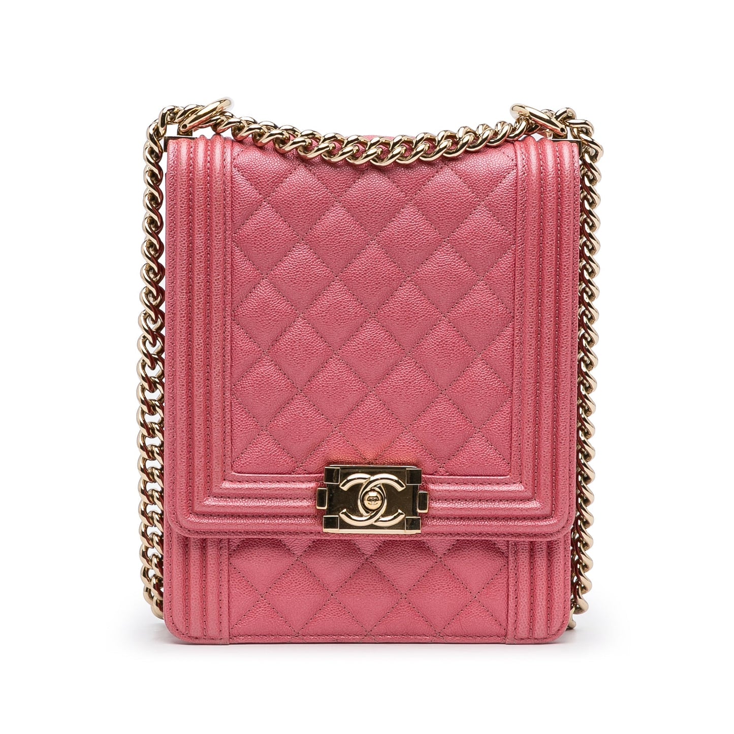 Pink Chanel North South Boy Flap Crossbody Bag