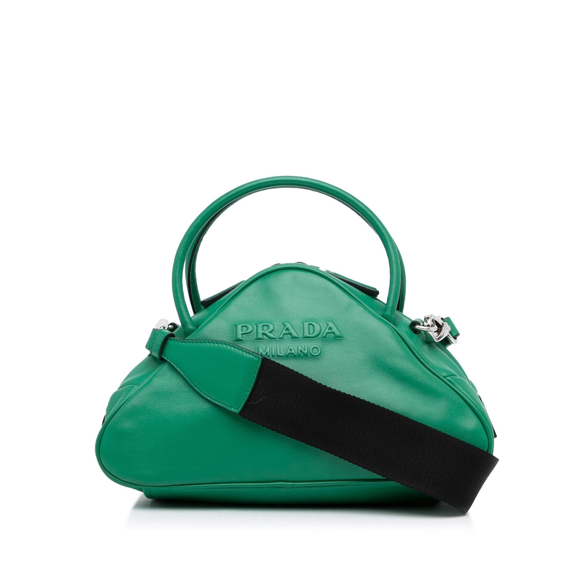 Prada Triangle Luxury Handbag Leather Green Crossbody Bag