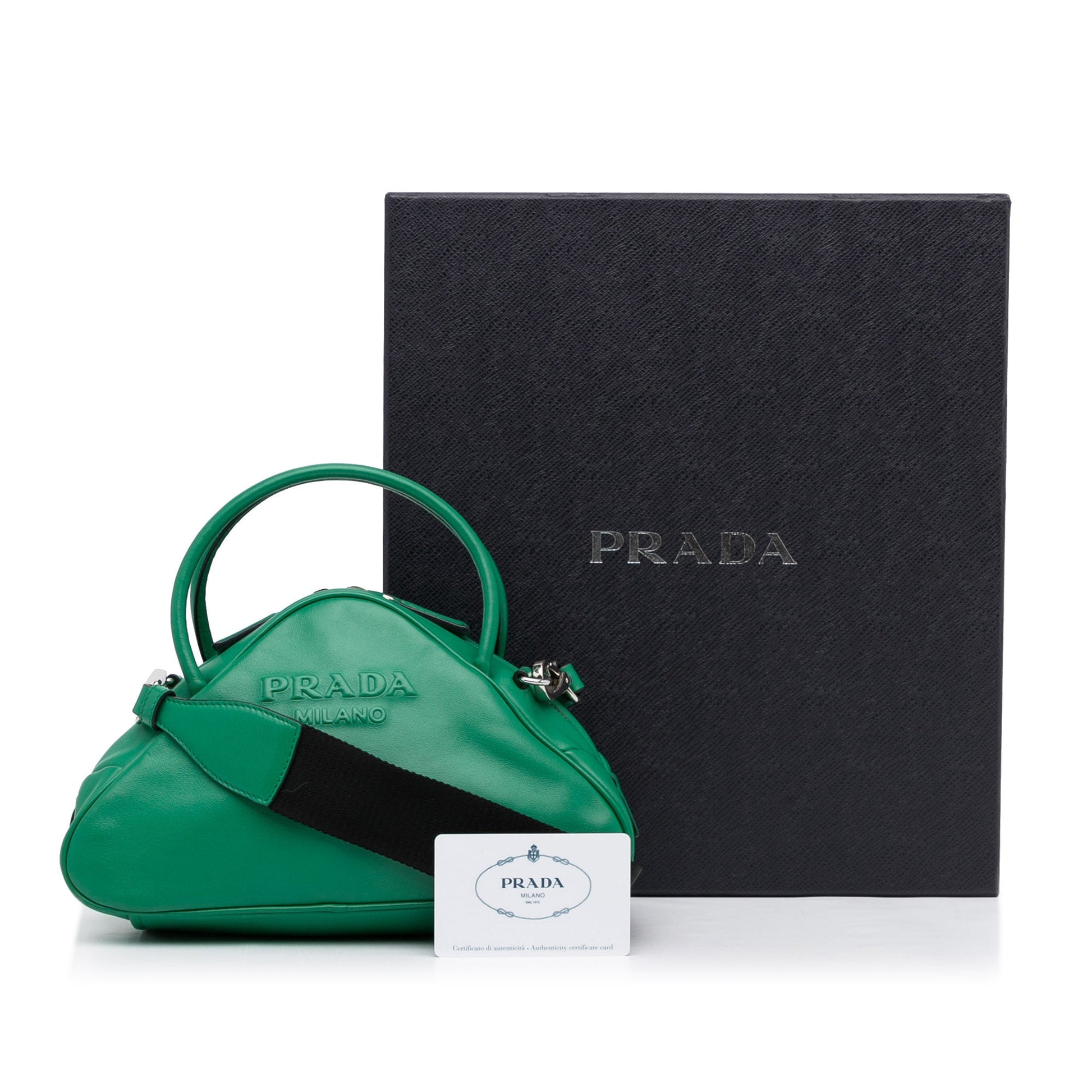 Prada Triangle Luxury Handbag Leather Green Crossbody Bag