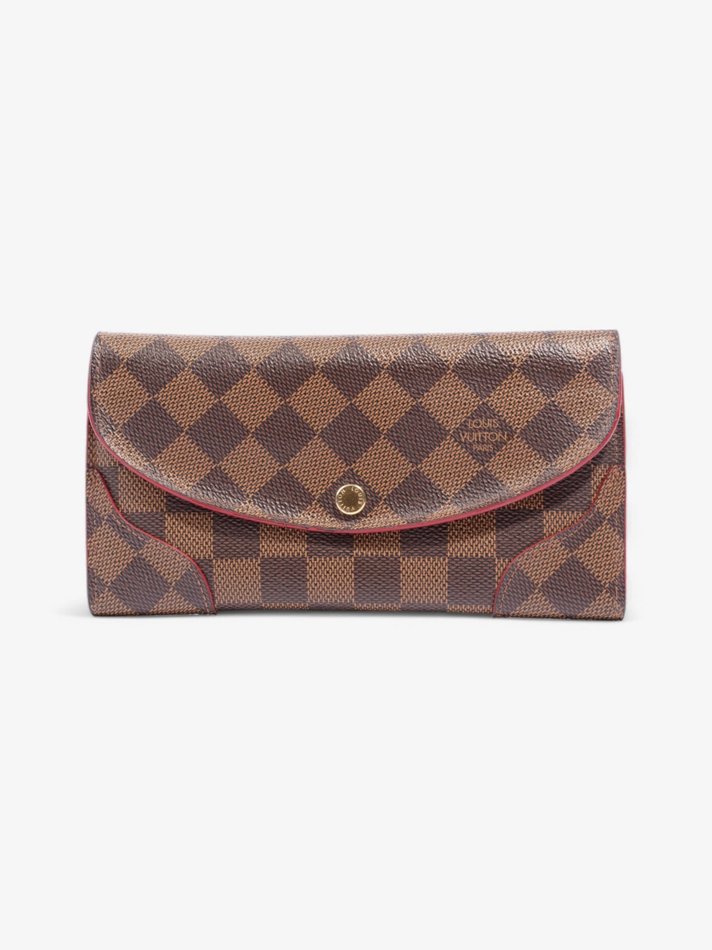 Louis Vuitton Kaisa Long Ebene Coated Damier Canvas Coated Canvas Red Wallet Case