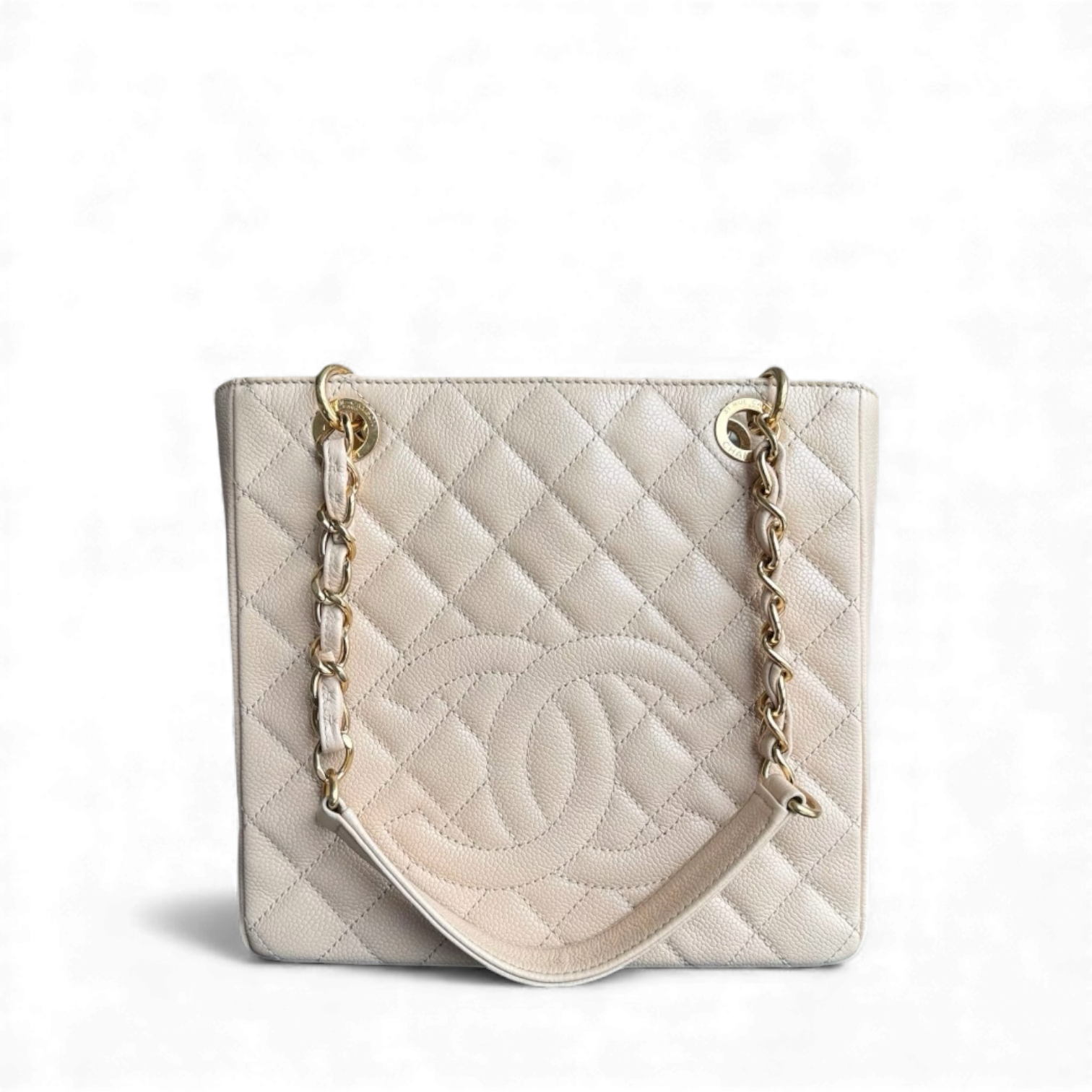 Chanel PST Petite Shopping Tote - Caviar Grained Quilted Beige Tote Bag Series 15