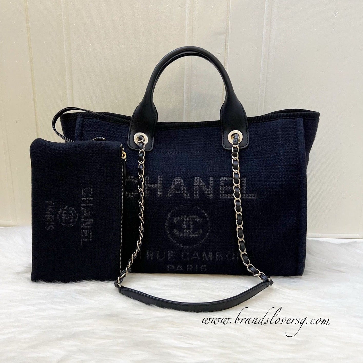 Chanel Medium Deauville Shopping Tote in 24C Black Fabric,black Leather and Lghw ( )