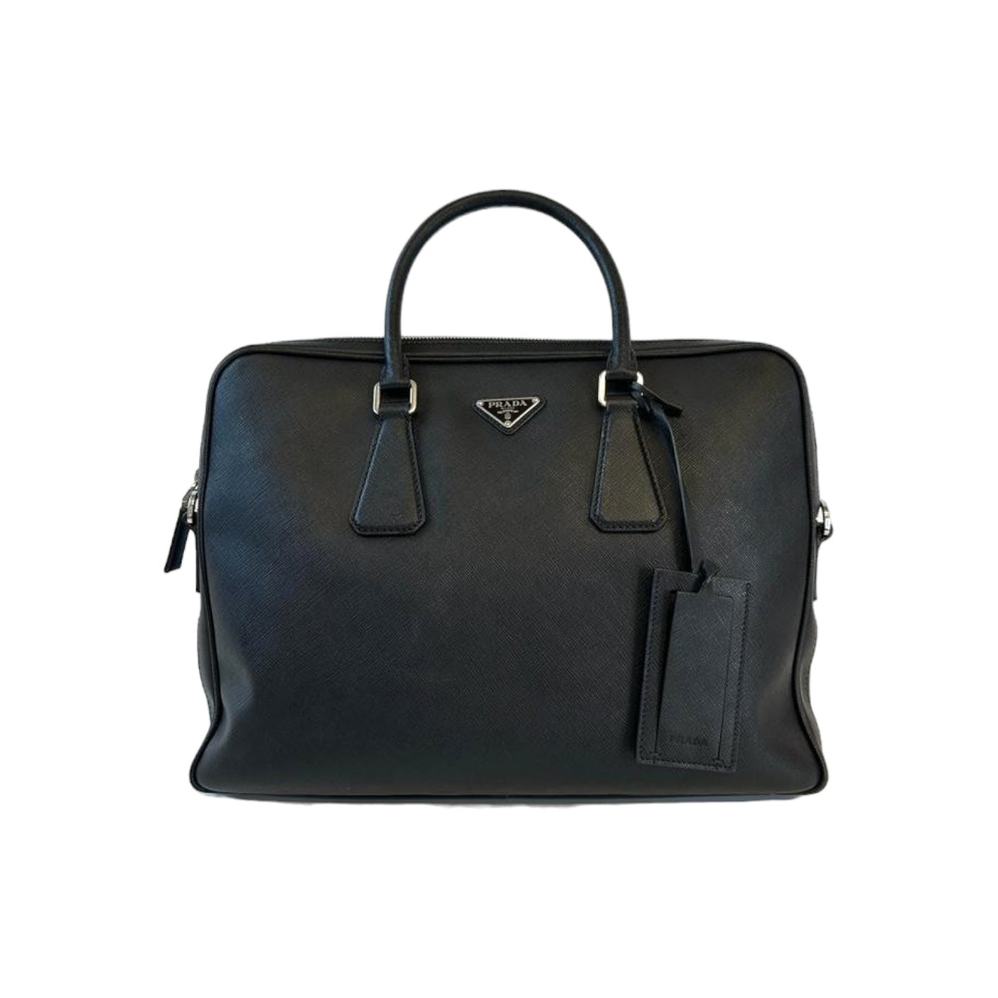 Prada Briefcase Luxury Handbag Leather Black Travel Bag
