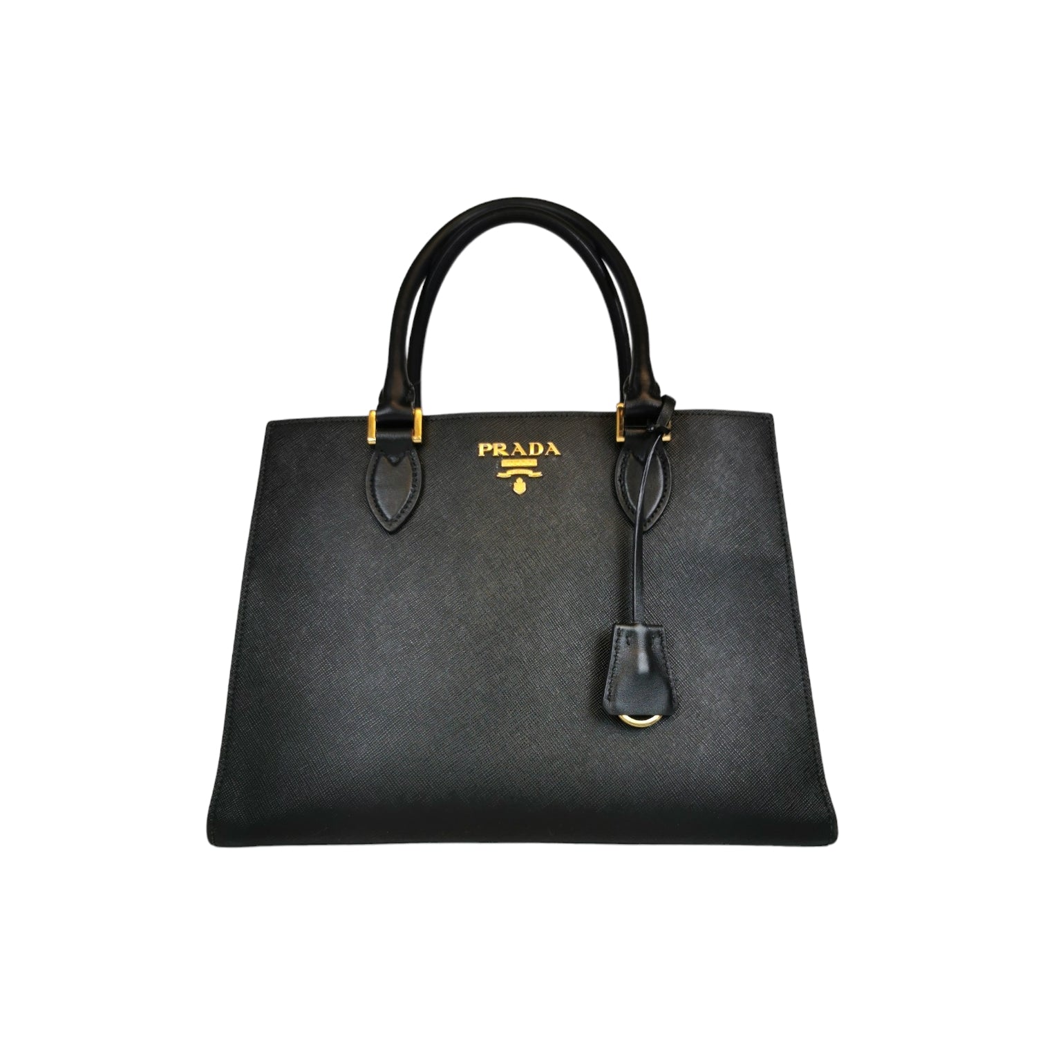Prada Of Prada Zip Tote Handbag Blue Saffiano Black Tote Bag