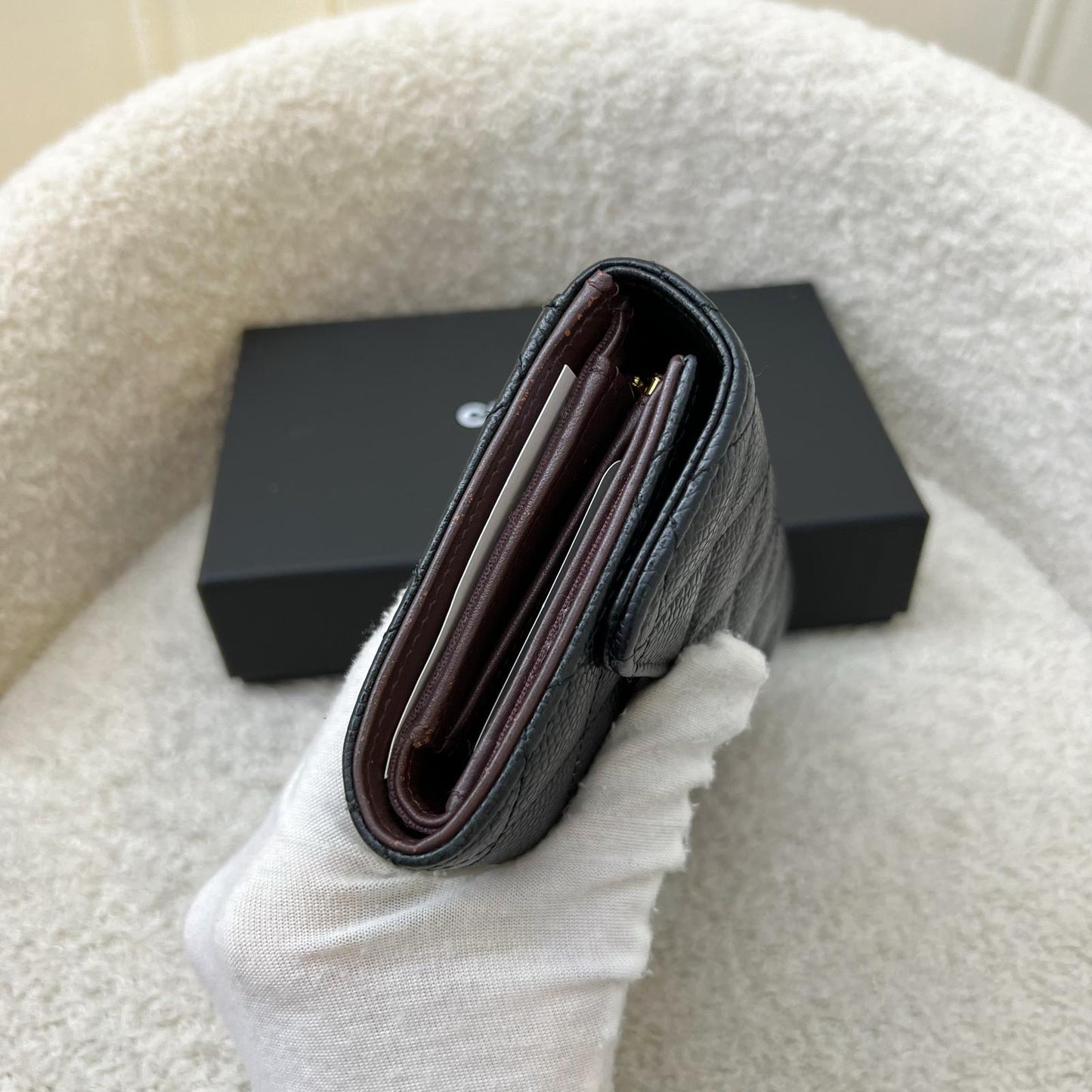 Chanel Classic Medium Trifold Wallet in Black Caviar and Lghw ( ) Handbag