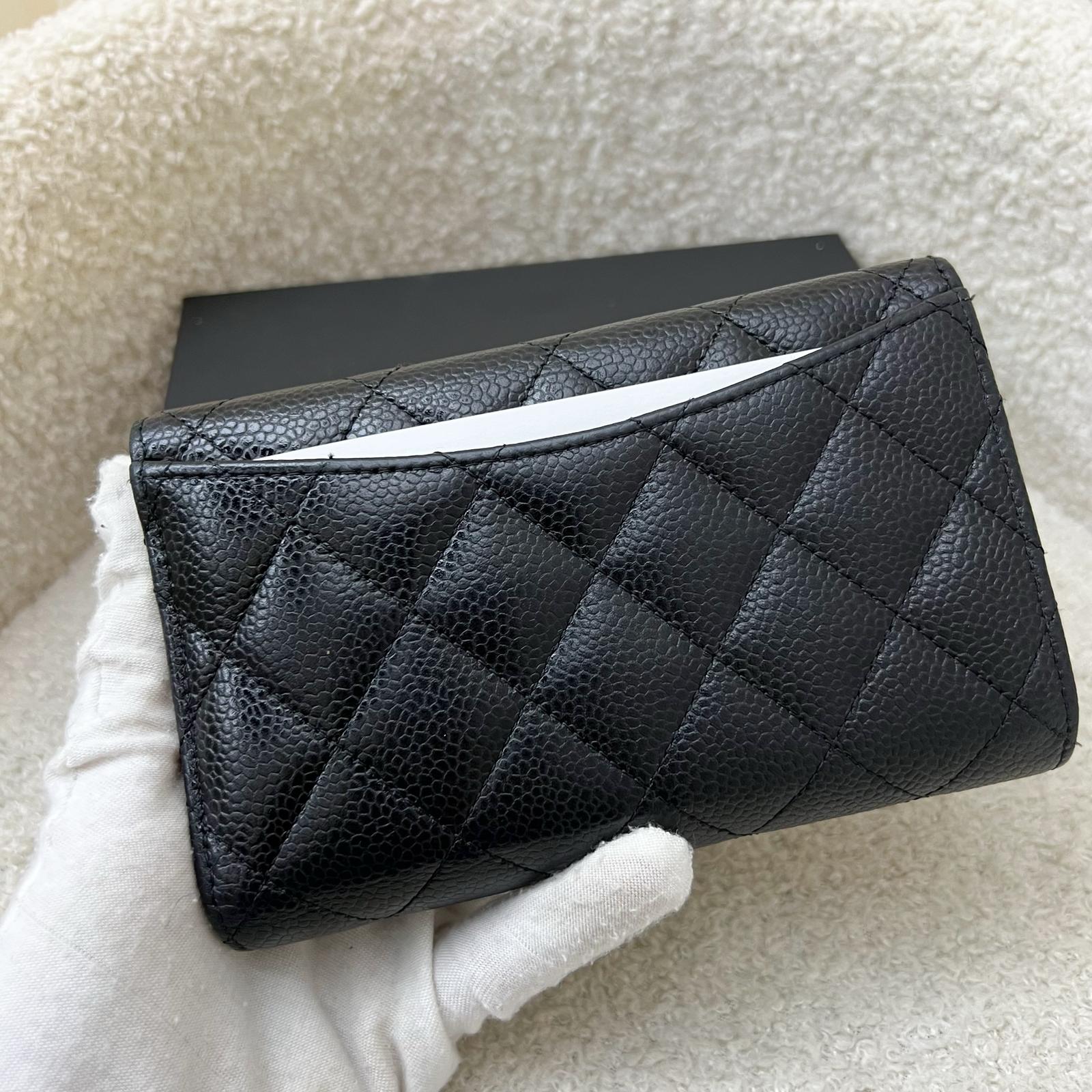 Chanel Classic Medium Trifold Wallet in Black Caviar and Lghw ( ) Handbag