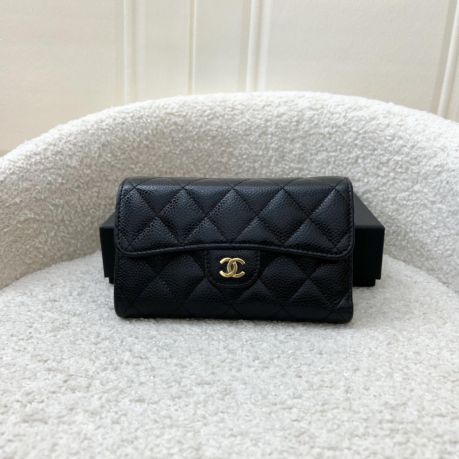 Chanel Classic Medium Trifold Wallet in Black Caviar and Lghw ( ) Handbag