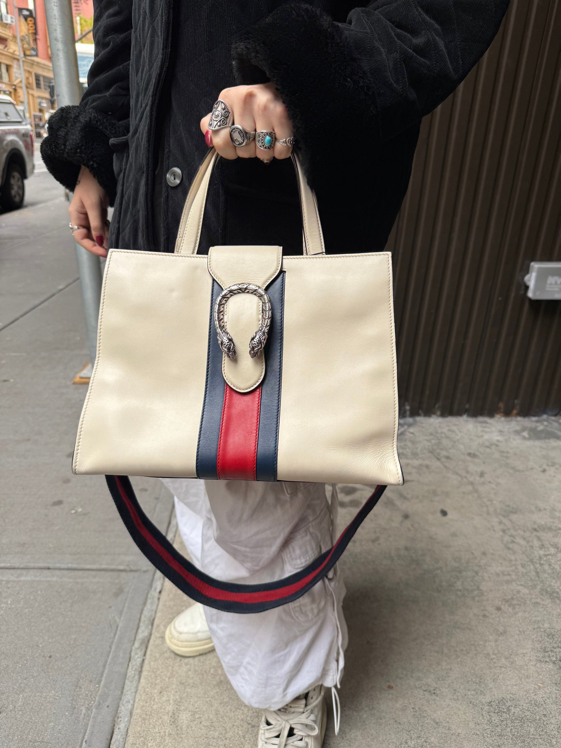 Gucci Dionysus Web Striped M Handbag