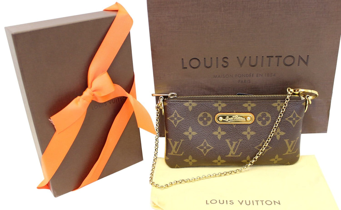 Louis Milla Mm Clutch Bag Canvas Monogram