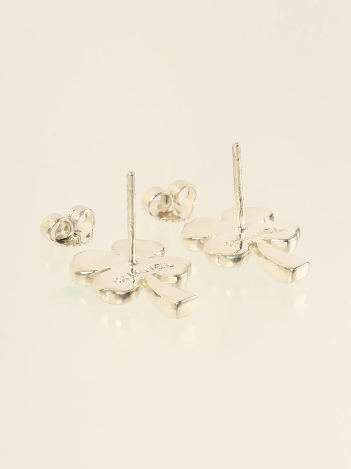 Chanel Clover Pierced Earrings Silver