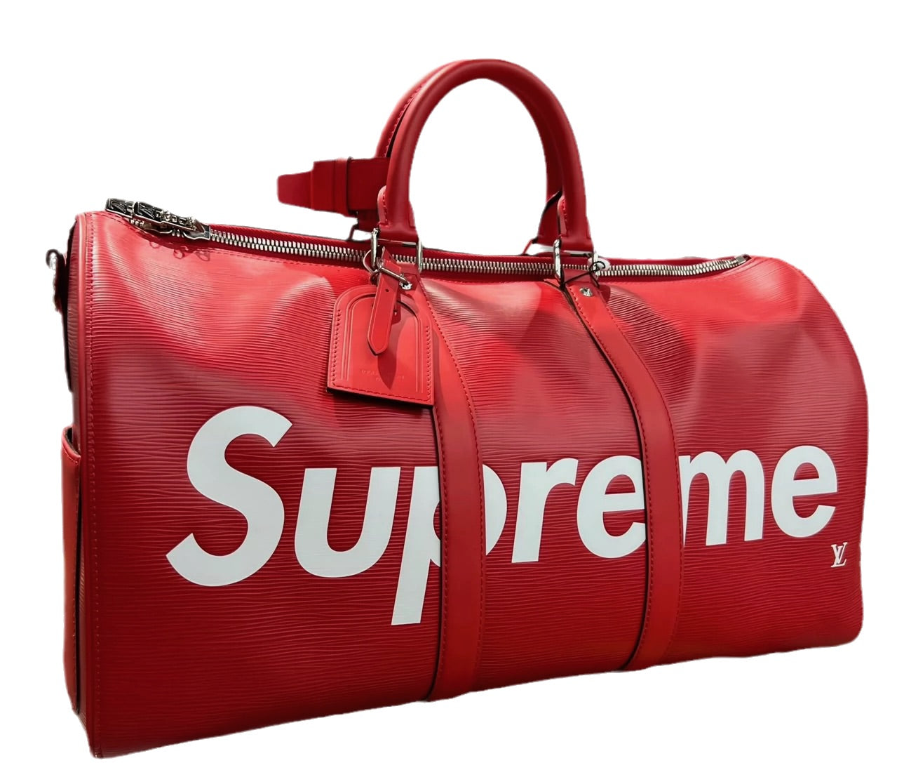 Louis Vuitton x Supreme Keepall Bandouliere Epi Leather Red Travel Bag