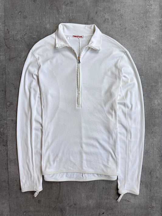 Prada Handbag Lightweight Cotton Quarter Sweater White Large Zip