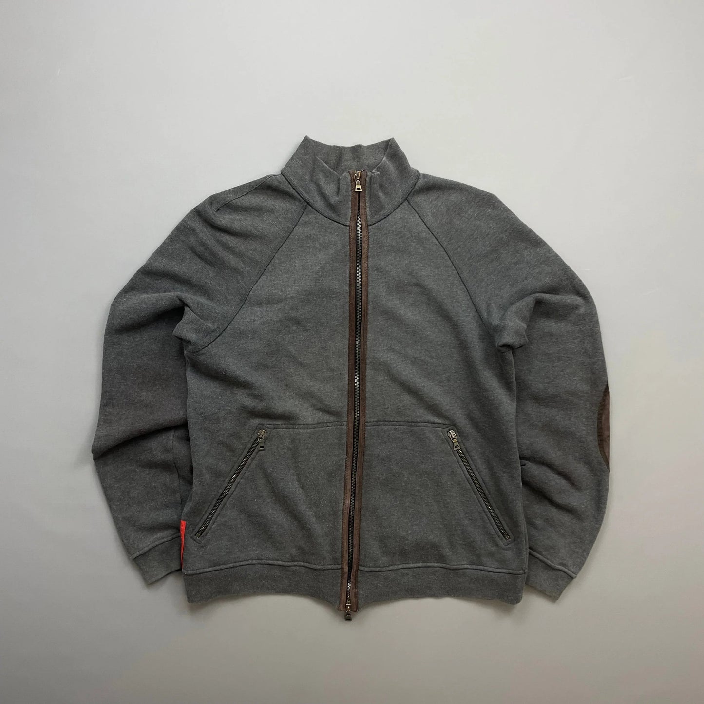 Prada Handbag Sport Grey -Through Jumper w Patch Detailing Suede Gray Zip