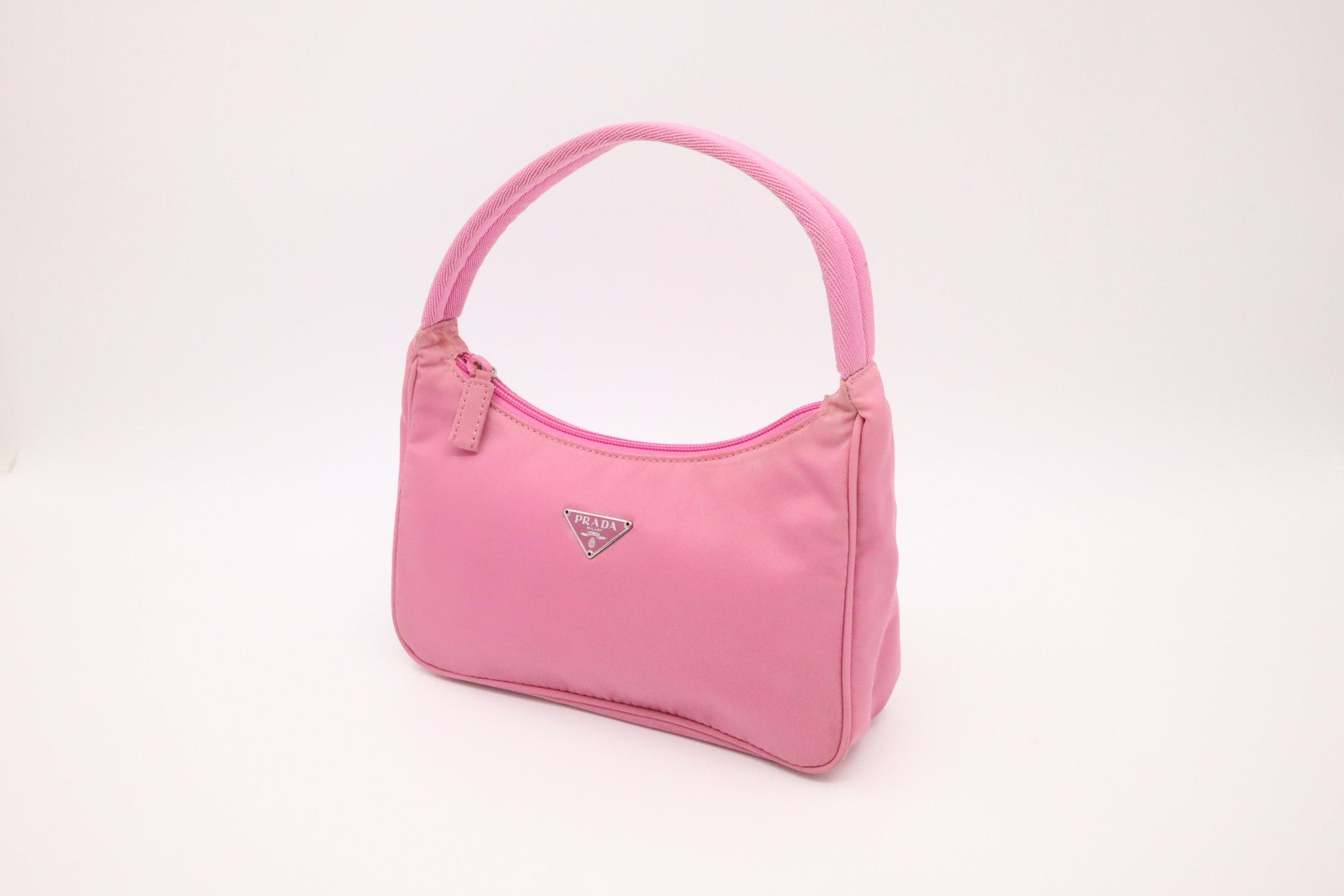Prada Hobo Handbag In Tessuto Nylon Pink Travel Bag