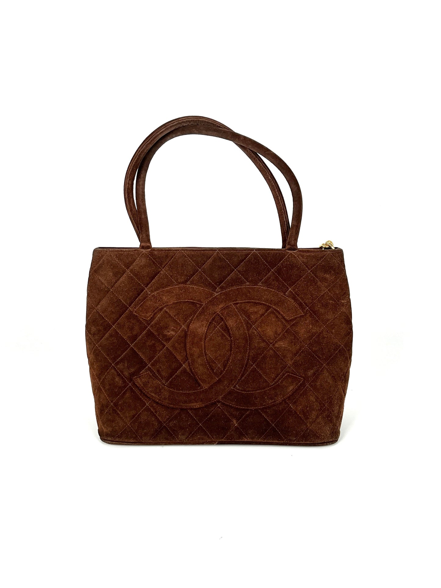 Chanel Timeless CC Medallion Suede Brown Tote