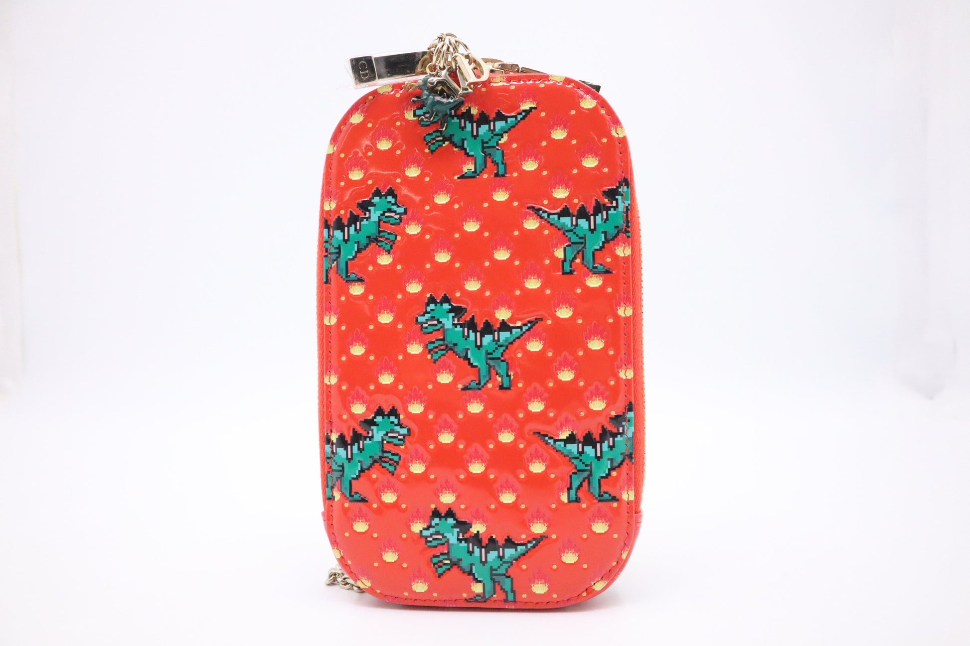 Dior Call'In In Orange Dino Patent Handbag Leather Travel Bag