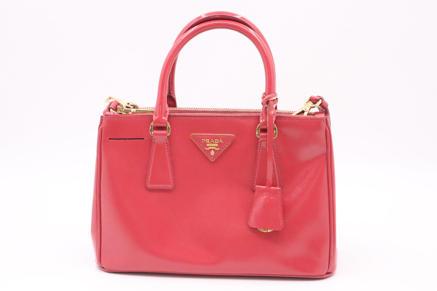 Prada Galleria In Patent Handbag Leather Pink Travel Bag