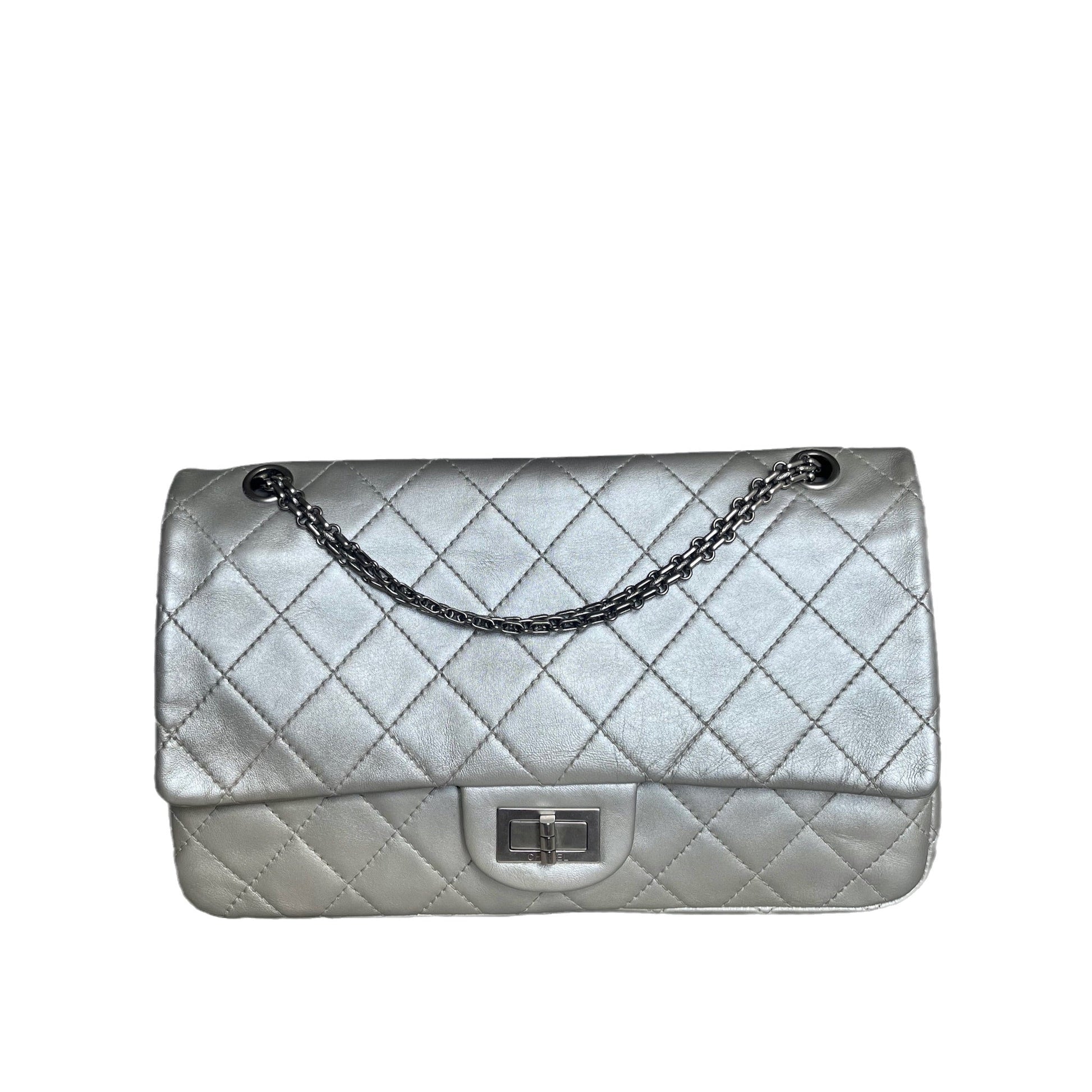 Chanel 2.55 Silver Handbag