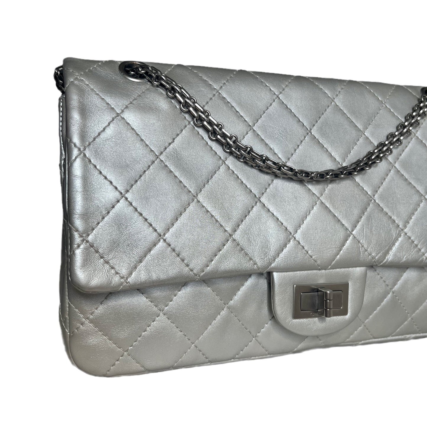 Chanel 2.55 Silver Handbag