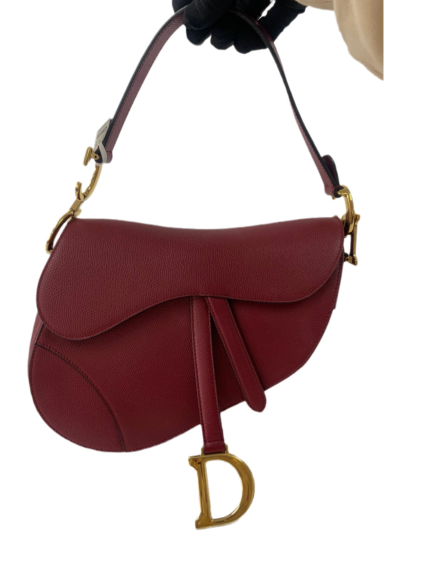 Dior Saddle Grained Shoulder Bag Leather Red