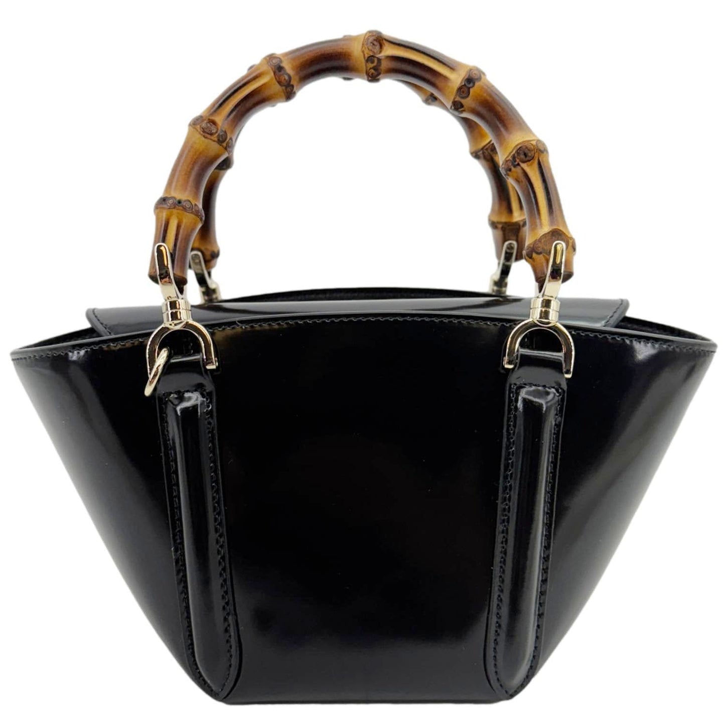GUCCI Bamboo Top Handle Mini Leather Tote Bag Black 805832