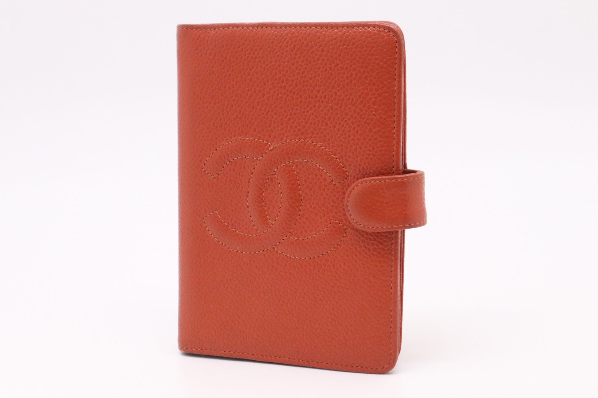 Chanel Agenda Caviar Orange PM Leather Handbag