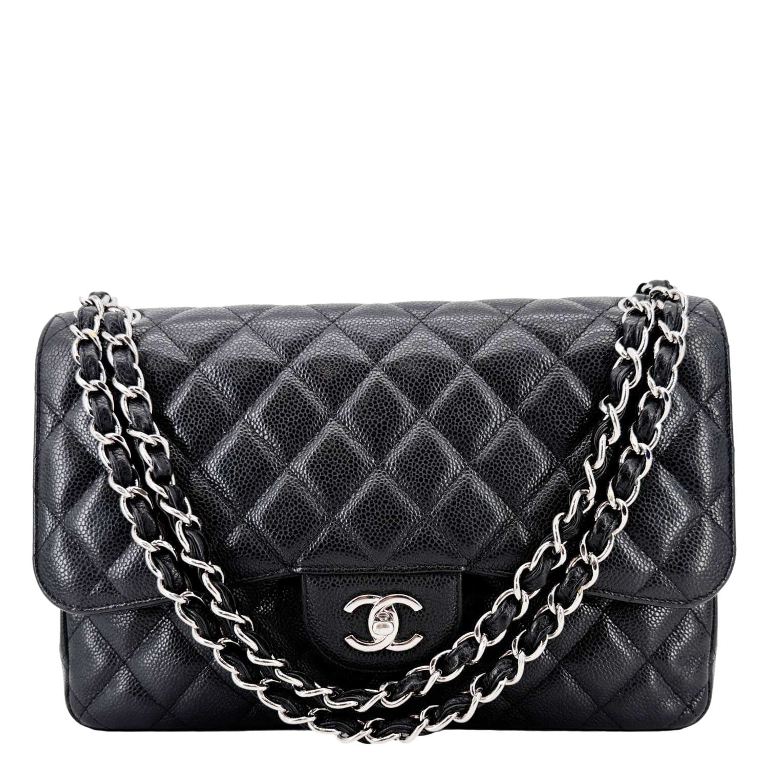 Chanel Classic Jumbo Double Flap Quilted Leather Black Travel Bag Bag 7