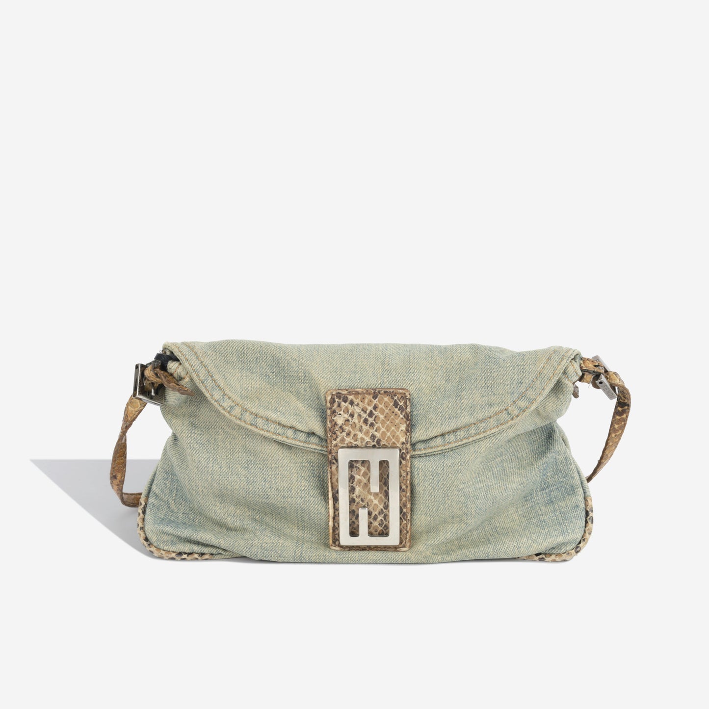 Fendi Baguette Bag And Denim Python Shoulder Bag