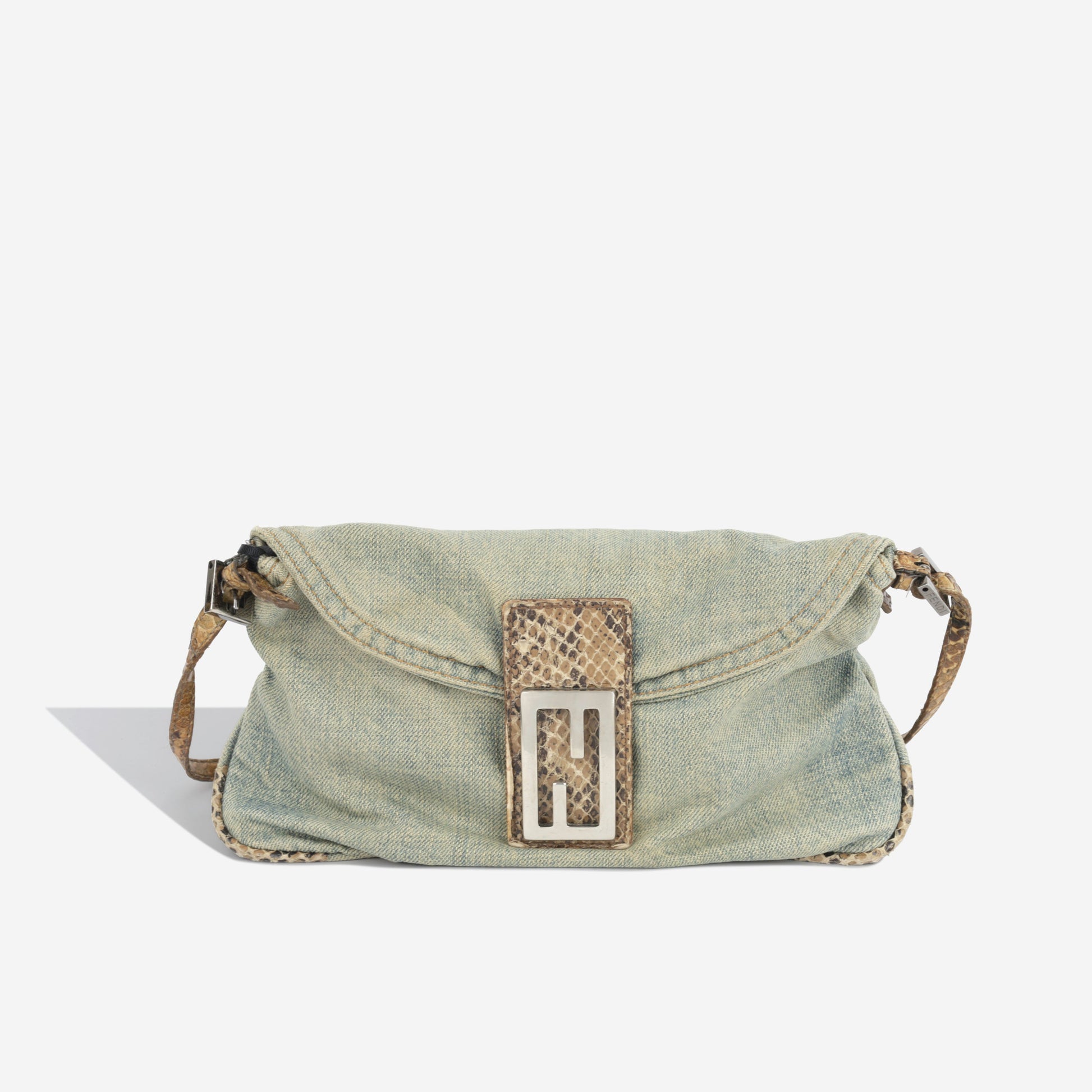 Fendi Baguette Bag And Denim Python Shoulder Bag