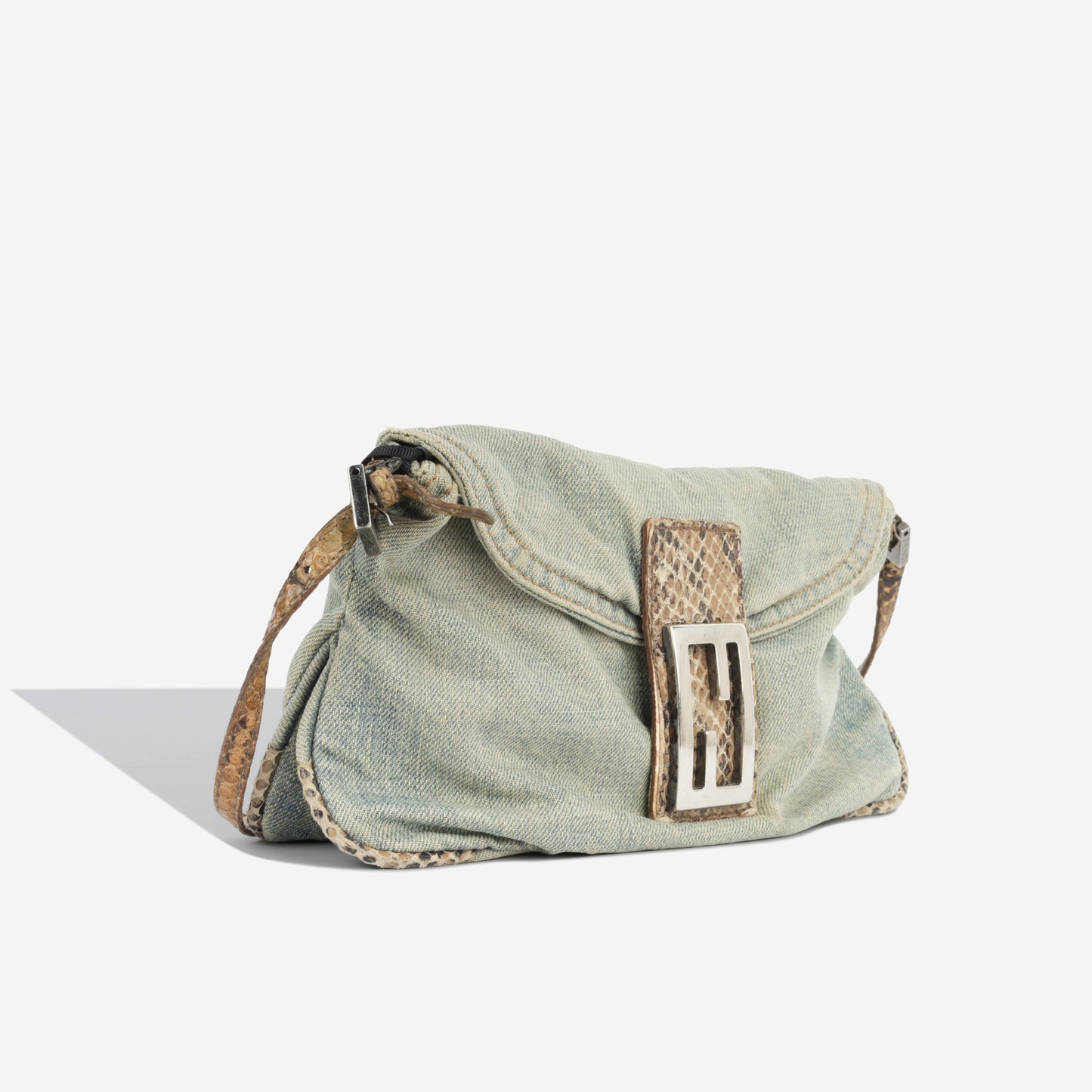 Fendi Baguette Bag And Denim Python Shoulder Bag