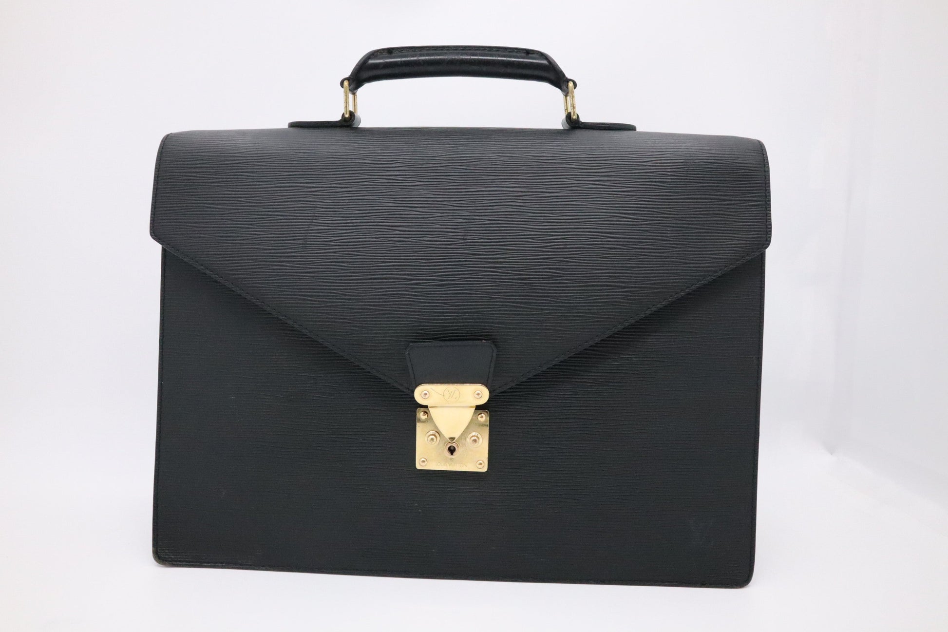 Louis Vuitton Serviette Consellier Black Leather Epi Handbag