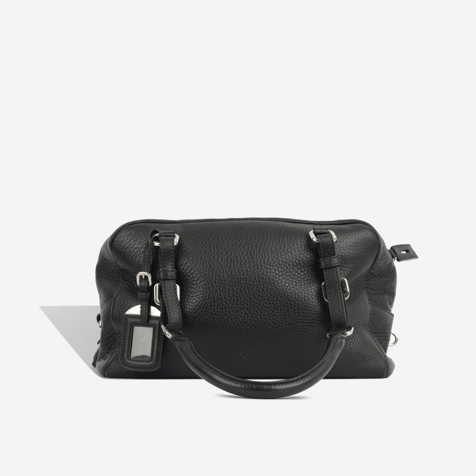 Prada Bowling Bag Crossbody Bag Black Leather Ghw