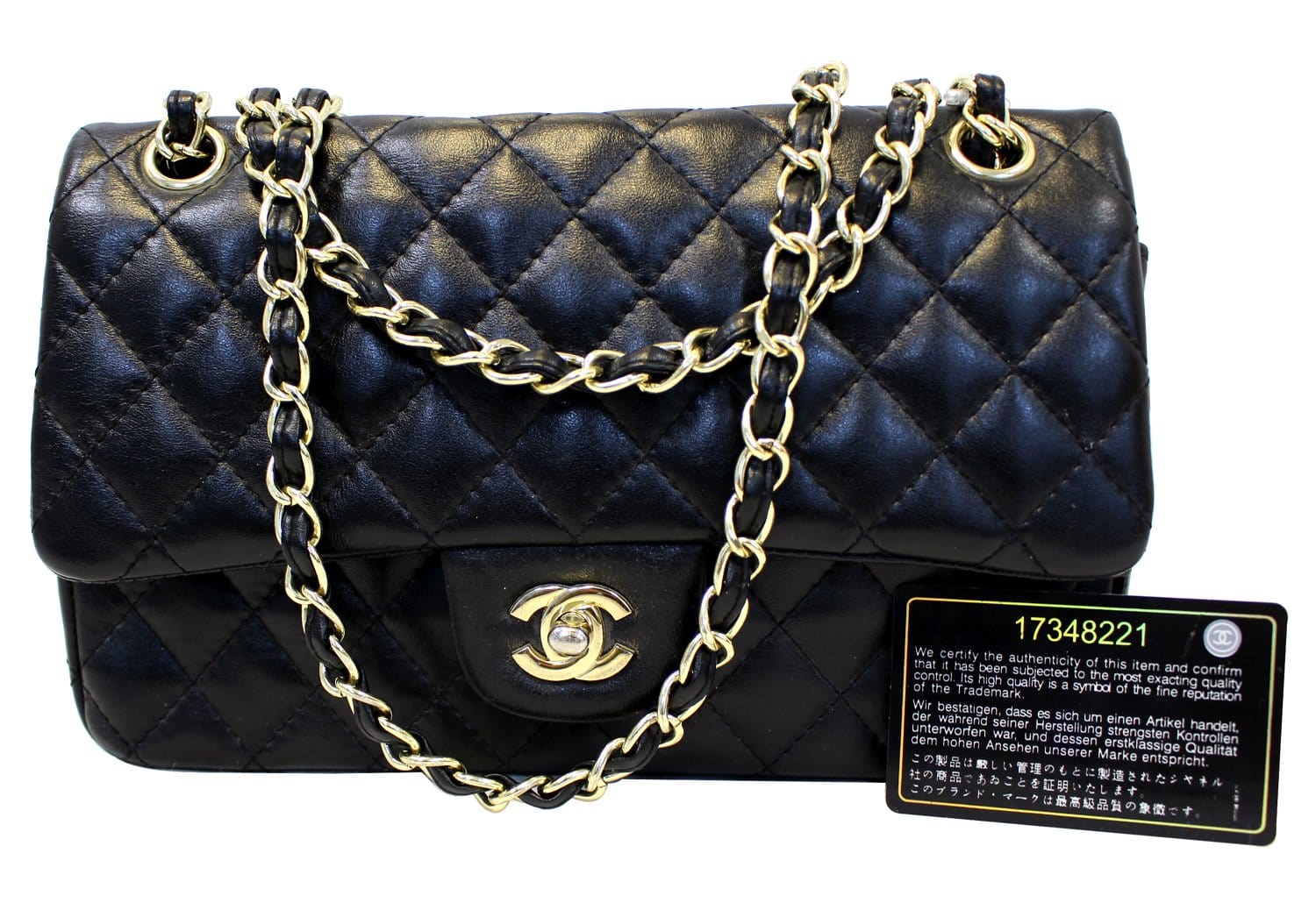 Chanel Quilted Double Flap Classic Leather Lambskin Black Travel Bag