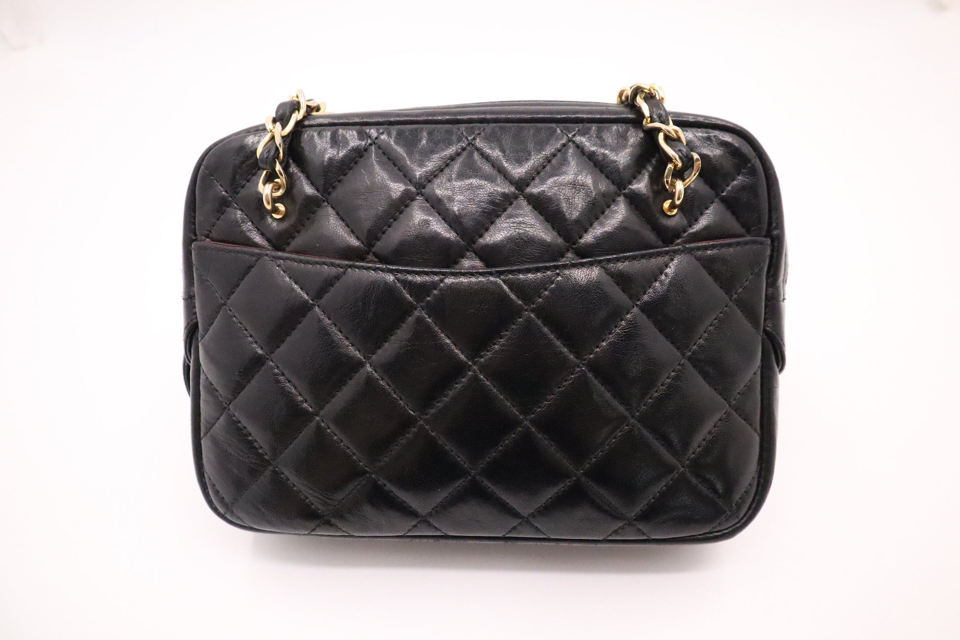 Chanel Camera Mattelasse Lambskin Black Leather Crossbody Bag