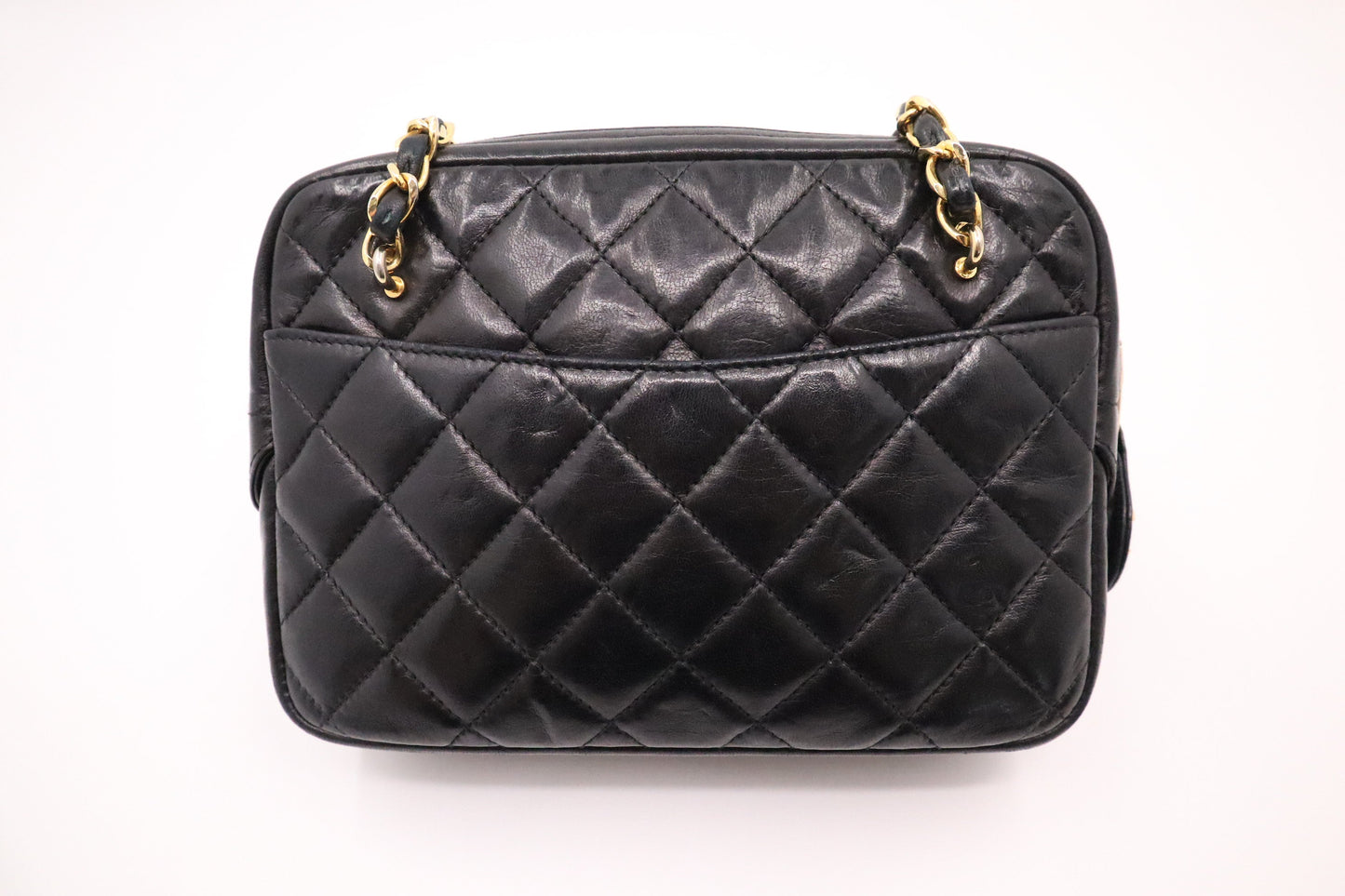 Chanel Camera Mattelasse Lambskin Black Leather Crossbody Bag
