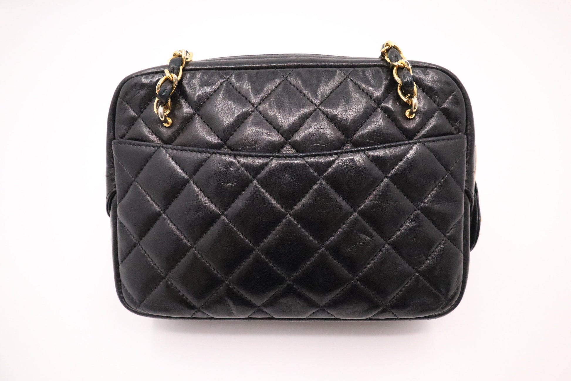 Chanel Camera Mattelasse Lambskin Black Leather Crossbody Bag