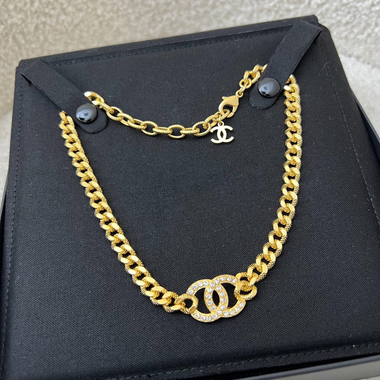 Chanel Classic Choker With Crystal Studded Cc Logo In Ghw ( ) Bag