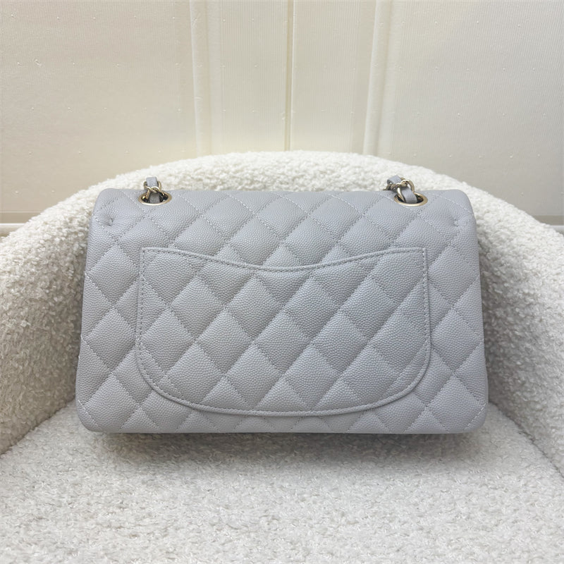 Chanel Small Classic Flap CF in 21A Dove Grey Caviar and LGHW