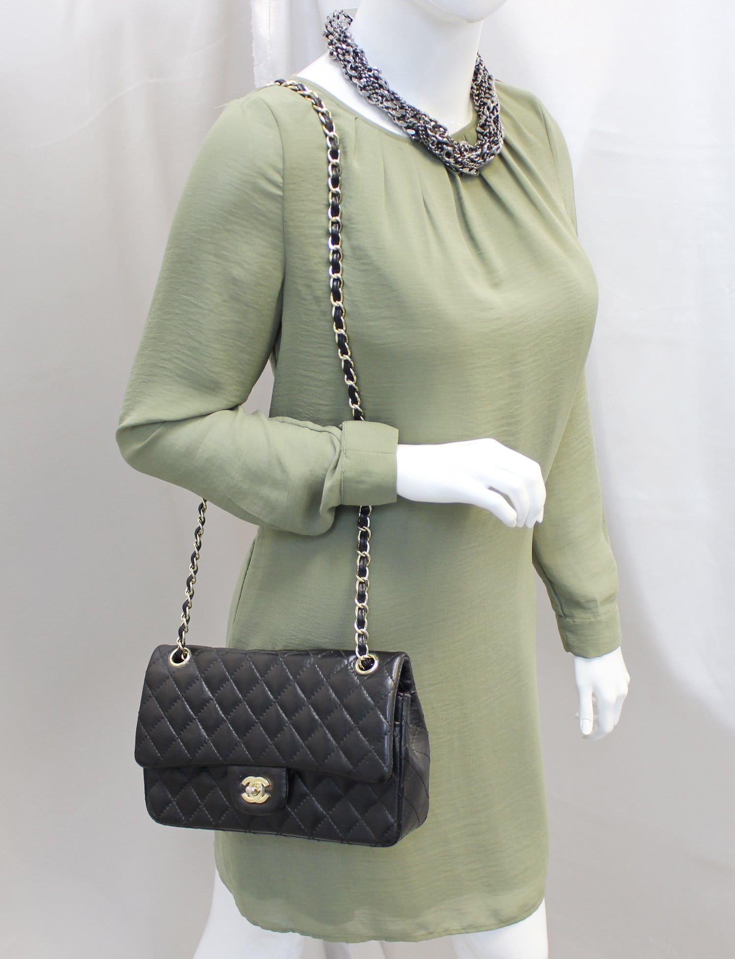 Chanel Quilted Double Flap Classic Leather Lambskin Black Travel Bag
